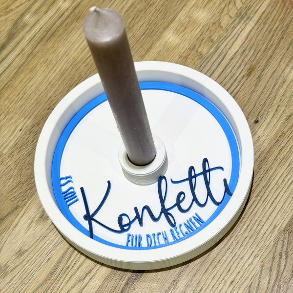 3D Datei - Einleger für Kerzenständer „Es soll Konfetti für dich regnen“ (Ø 123mm)