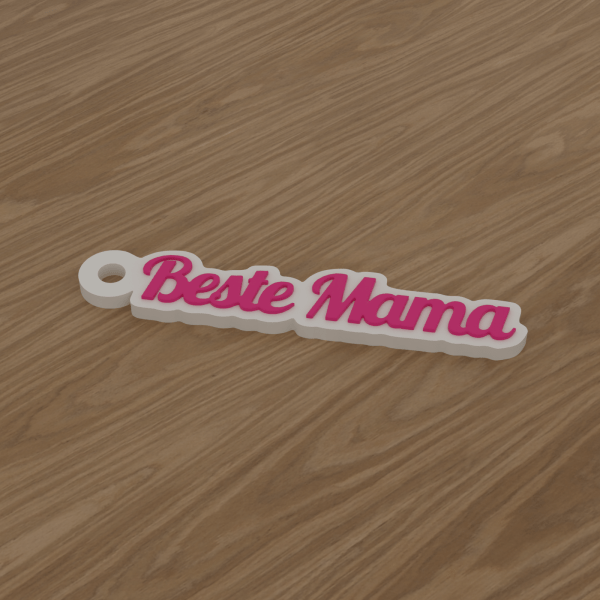 3D-Datei Schlüsselanhänger „Beste Mama“ – Schreibschrift