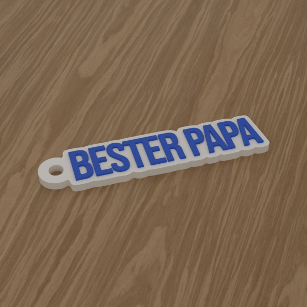3D-Datei Schlüsselanhänger „Bester Papa“ – Großbuchstaben kursiv