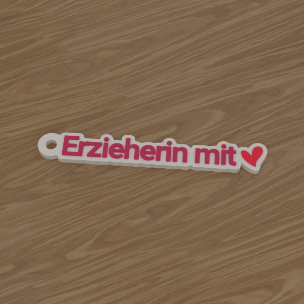 3D-Datei Schlüsselanhänger „Erzieherin mit“ – Schreibschrift fett