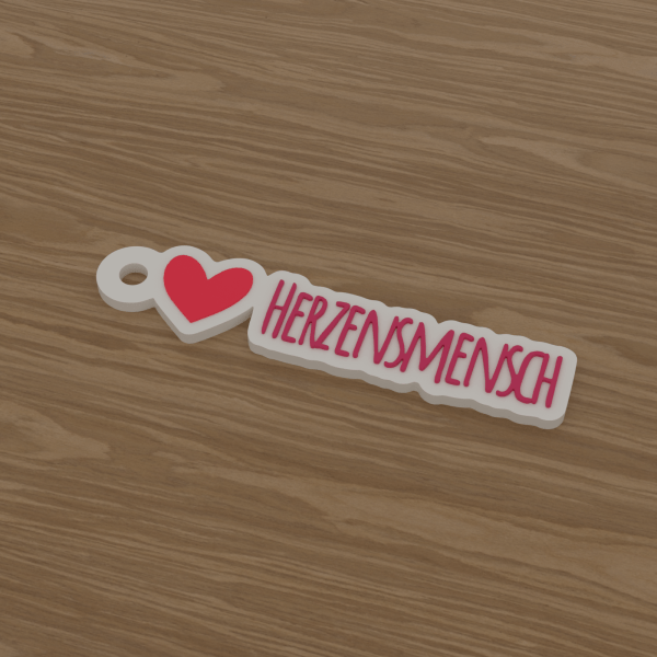 3D-Datei Schlüsselanhänger „Herzensmensch ❤“ – Großbuchstaben