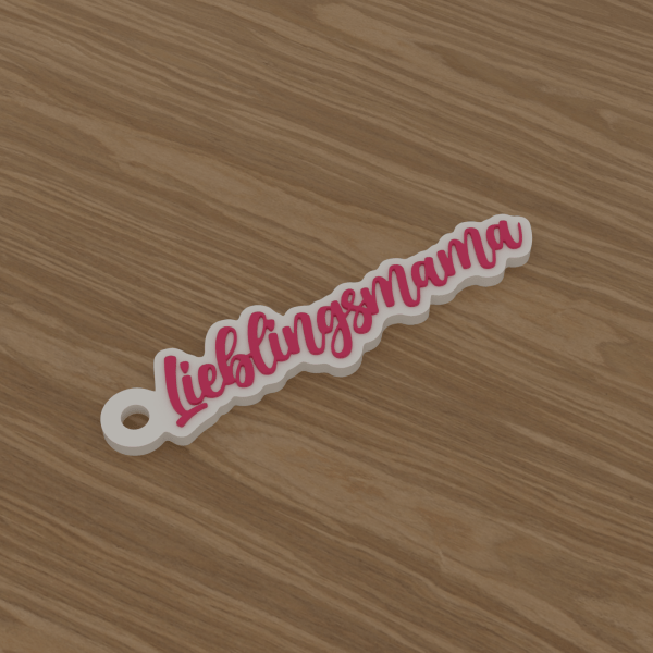 3D-Datei Schlüsselanhänger „Lieblingsmama“ – Schreibschrift