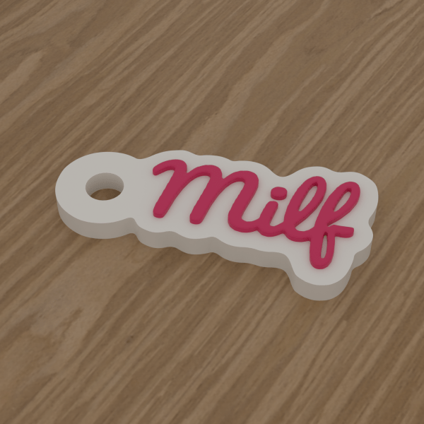 3D-Datei Schlüsselanhänger „Milf“ – Blockschrift rund