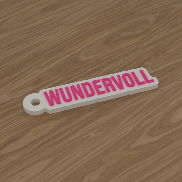 3D-Datei Schlüsselanhänger „Wundervoll“ – Großbuchstaben