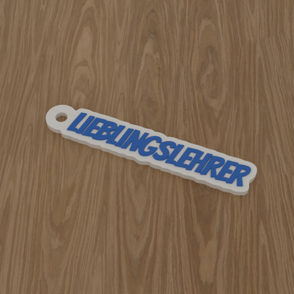 3D-Datei Schlüsselanhänger „Lieblingslehrer“ – Großbuchstaben kursiv