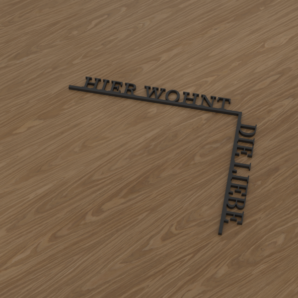 3D-Datei Eckenglück "Hier wohnt die Liebe" – rechte Ecke (Variante 3)